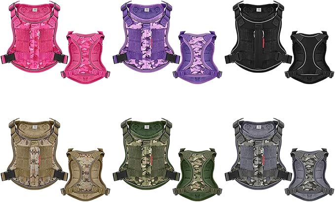 Dog Harness and Leash Set, Small Sized No Pull Pet Harness with Control Handle, Adjustable Tactical Harness for Small Medium Dogs Cats, Reflective Puppy Harness for Walking Hiking Training