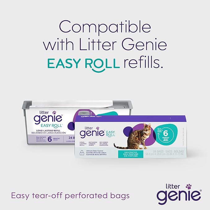 Litter Genie Platinum Pail Made of Durable Stainless Steel Includes 1 Easy Roll Refill