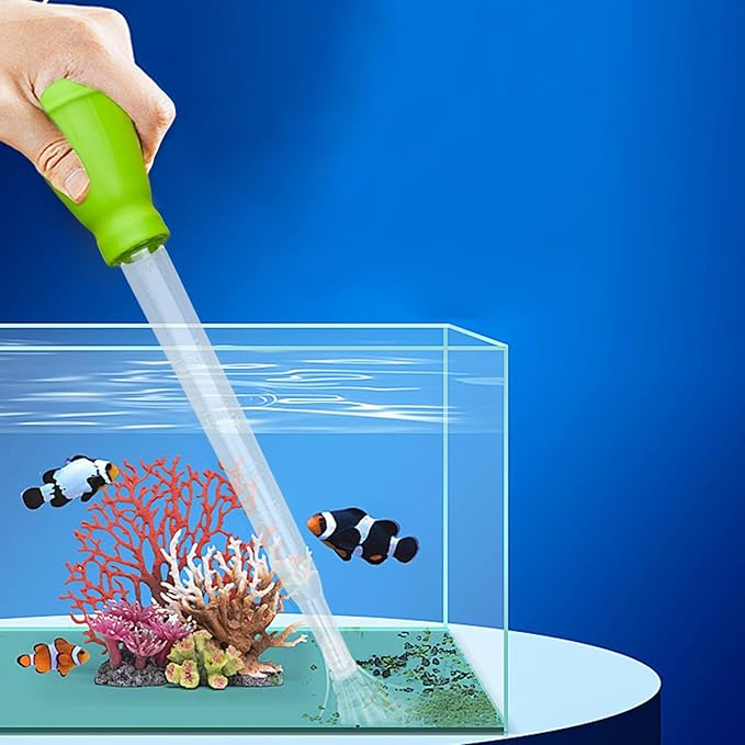 Manual Water Changer Fish Tank Cleaner Coral Feeder Universal Lightweight Maintenance Aquarium Cleaning Tool Waste Remover, Green