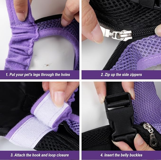 FEimaX Dog Carrier Backpack Pet Legs Out Front Cat Travel Bag, Adjustable Puppy Backpacks Carriers Hands-Free for Small Medium Dogs Cats Hiking Traveling Camping Daily Walking