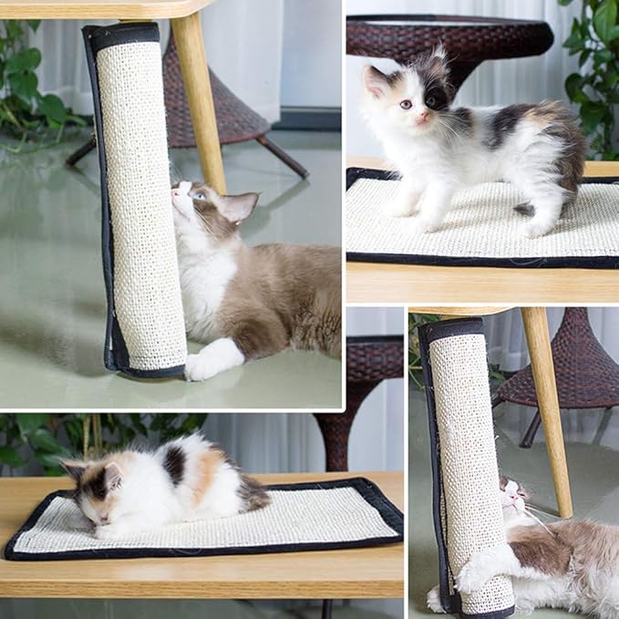 HAOZAIKEJI Cat Scratcher Mat, 2PCS Natural Sisal Cat Scratching Pad, Heavy Duty Couch Guard, Protecting Furniture, Easy Installation, Indoor, All Breed Sizes, Durable, Eco Friendly, Non Toxic