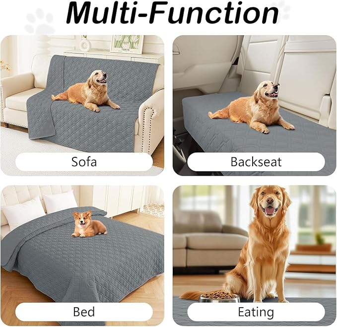 hyha Waterproof Dog Bed Blanket, Soft Pet Blankets, Waterproof Couch Cover for Dogs, Reversible Sofa Covers Washable for Furniture (40x90 Inch, Dark Grey/Dark Grey)