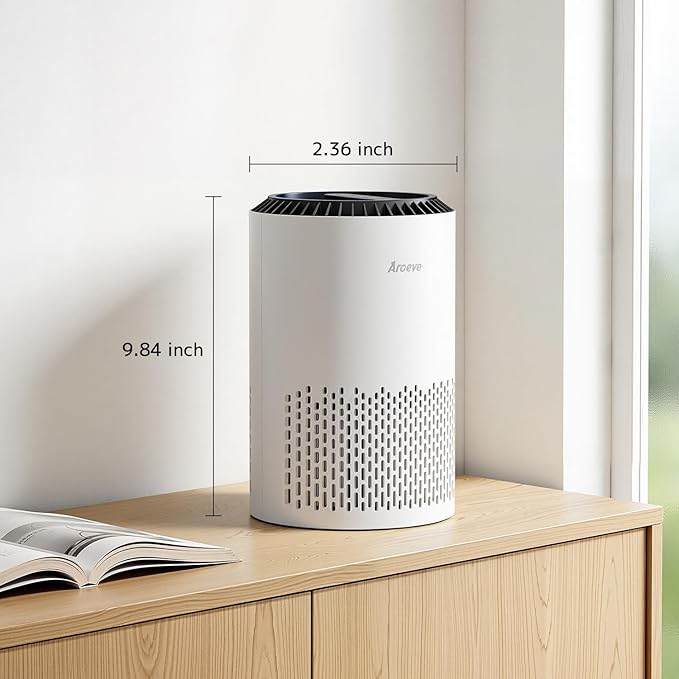 AROEVE Air Purifiers for Bedroom Home, Air Purifier For Smoke Pollen Dander Hair Smell Air Cleaner with Sleep Mode Speed Control For Bedroom Office, MK01- White(Available for California)