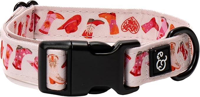Lucy & Co. Howdy Honey Adjustable Dog Collar- Cute Designer Pet Collar for Small, Medium, Large Dogs- Buckle Closure Dog Accessories, Large, Country Print
