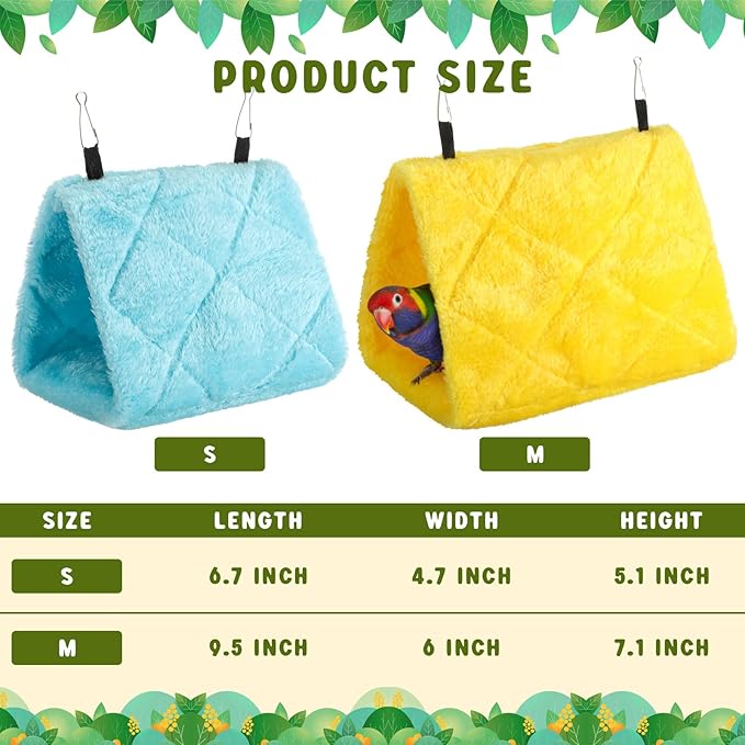 4 Pcs Winter Warm Bird Nest for Cage Plush Birds Hanging Snuggle Cave 6.7" and 9.5" House Shed Hut Parakeet Sleeping Bed Hammock Fluffy Birds Hideaway Tent for Small Parrot(Cute,Diamond)
