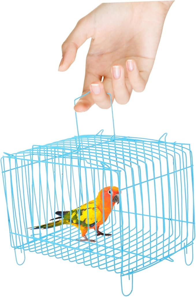 Milisten Portable Bird Carrier Travel Cage Lightweight Handheld Wire Cage for Small Birds Parrots Conures Cockatiels with Breathable Design for Outdoor Trips