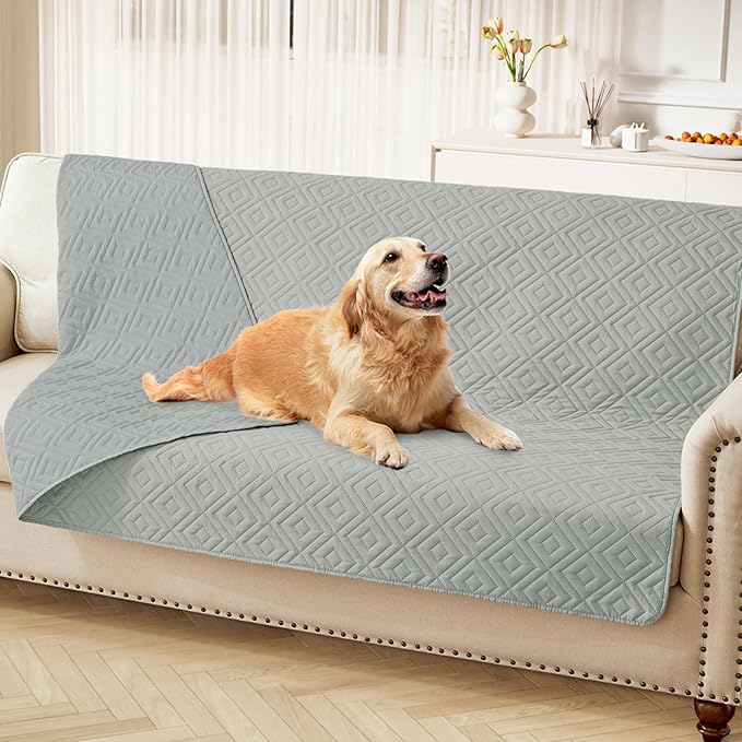 hyha Waterproof Dog Blanket, Soft Dog Bed Cover Pet Blankets, Waterproof Sofa Couch Cover for Dogs Washable, Reversible Pet Couch Covers for Sofa Furniture (52x82 Inch, Grey/Grey)