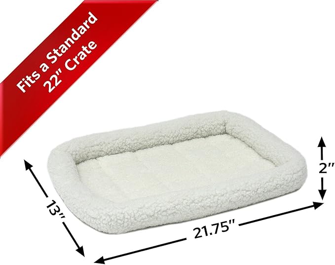MidWest Homes for Pets QuietTime XS Dog Bed – White Fleece Bolster, Ultra-Soft and Machine Washable, Fits 22-Inch Crates and Carriers, for Small Dogs and Cats
