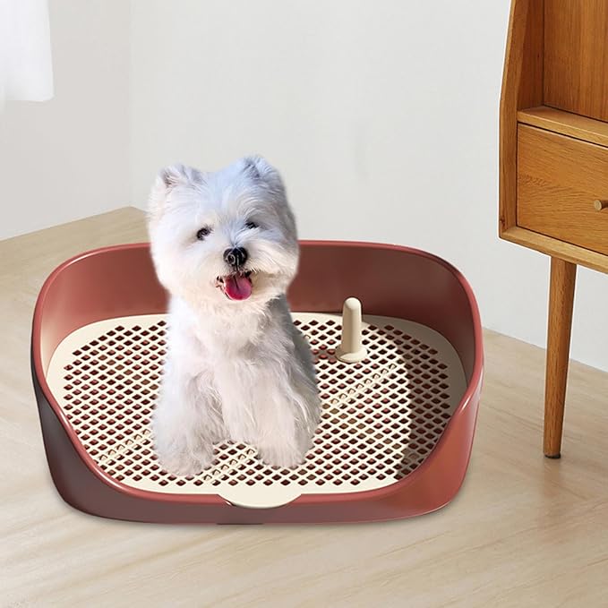 Dog Tray with Wall for Cats and Dogs, Elevated Pet Feeding Station, Wall-Mounted Pet Bowl Tray with Barrier, Multi-Level Pet Food Dispenser for Clean Feeding- Red L