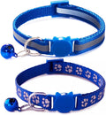 Blue Break Away Cat Collar with Bells, [2 Pack] Breakaway Kitten Collar with Bells, Reflective Cat Collar for Girl Cats Kitty
