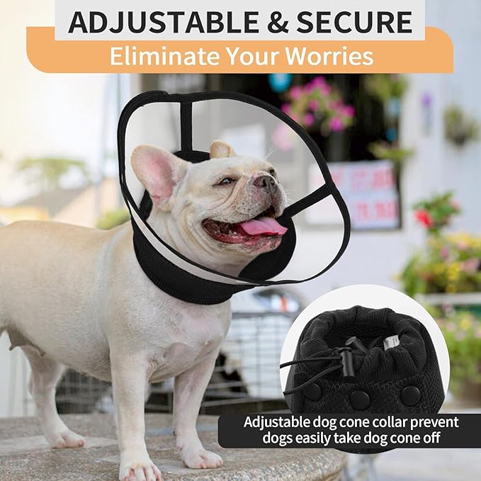 Allroaring Dog Cone Alternative, Soft Dog Cones for Large Dogs, Adjustable Doggie Recovery Cone Collar Comfy Pet Elizabethan Collars to Stop Licking for Wound Healing Care Spay Neuter, Black L