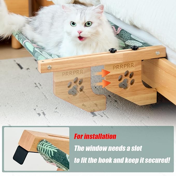 Cat Window Perch for Large Cats Inside, Sturdy Cat Window Hammock Seat with Cooling Mat, Adjustable Cats Platform Bed Shelf Fits Windowsill, Bedside, Desk, Drawers and Cabinet