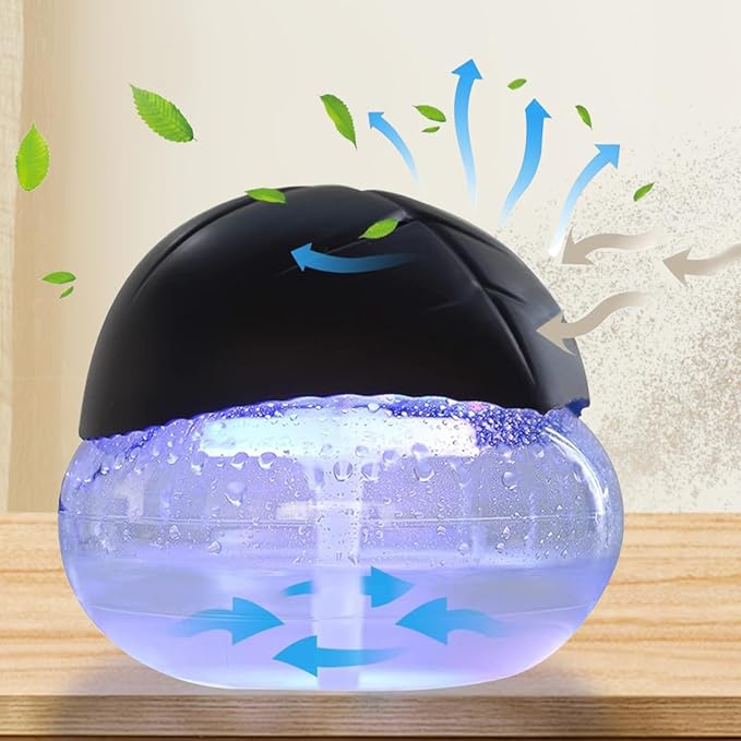 Air Freshener（Black） - for Home, Bedroom, Office and Warehouse - Essential Oil Aroma Diffuser with LED Color Night Light and Soothing Water Flow Sound - for Pets and Smokers.