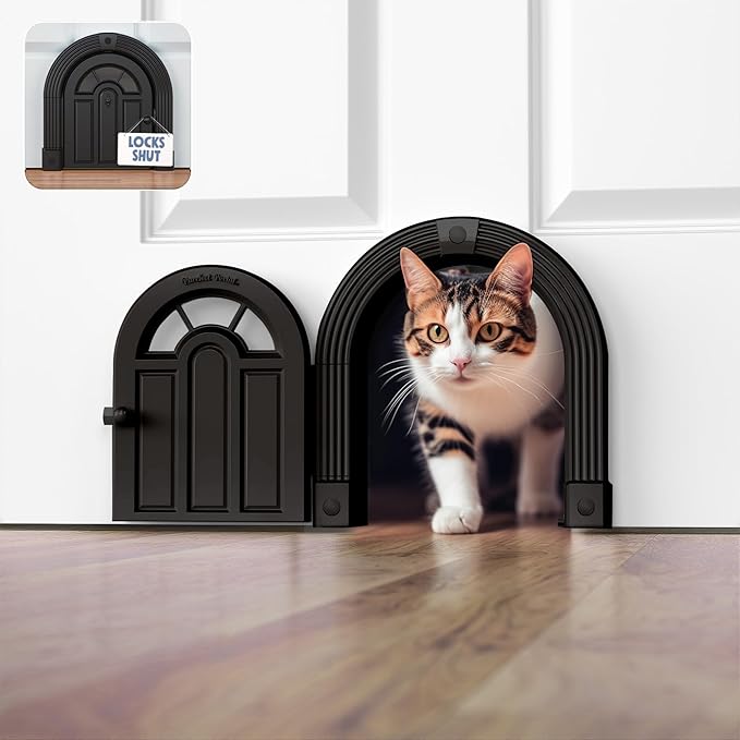 Purrfect Portal Meow Manor® Cat Door Interior Door - No-Flap, Fits Cats Up to 20 lbs, Easy DIY Setup, No Training Needed