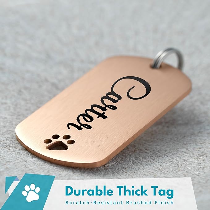 Ultra Joys Dog Tags Personalized for Pets - Hollow Paw Custom Pet ID Tag - Engraved Dog Tag for Small, Large Dogs - Small Military Dog Tag in Rose