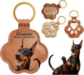 Personalized Pet Memorial Gifts for Dogs, Custom Name Paw Shaped Leather Keychain, Dog Fur Keepsake for Bag or Key