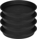 4 Pack of 16 inch Plant Saucer (13.5" Base), Heavy Duty Plastic Plant Tray for Pots, Flower Water Trays for Indoors, Bird Bath Bowls, Plant Drip Saucers for Planter 14"/15"/16" (Black)