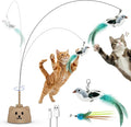 Interactive Cat Toys for Indoor Cats - Automatic Flying Bird Feather Toy, USB Rechargeable Electric Cat Teaser with Strong Sticky Base, Smart Motion Self-Play Toy for Bored Cats(Brown)