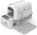 Enclosed Stainless Steel Cat Litter Box with Odor Control, Modular Design with Drawer and Flip Door, Easy to Clean and Wash,Non-Stick Interior,Extra Large Size Fits All Cats(Light Grey)
