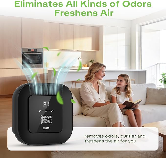 Cat Litter Deodorizer & Strong Odor Eliminator with Ozone & Aromatherapy - 5 Mode Air Purifier for Dog Poop, Cat Pee & Urine, Smoke - Plug in USB for Litter Box, Pet Home, Car, Kitchen, Bathroom
