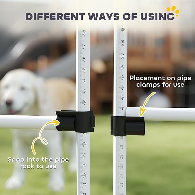 PawHut 6 Piece Dog Agility Training Equipment for Dog Agility Course with Adjustable Height Jump Bars, Included Carry Bag, & Displacing Top Bar, White