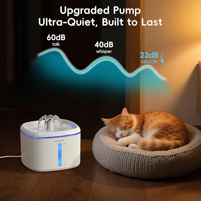 Cat Water Fountain,84oz/2.5L Pet Cat Fountain – Ultra Quiet Upgraded Automatic Pet Water Dispenser with 3 Replaceable Filters, Indoor Cat & Dog Drinking Bowl