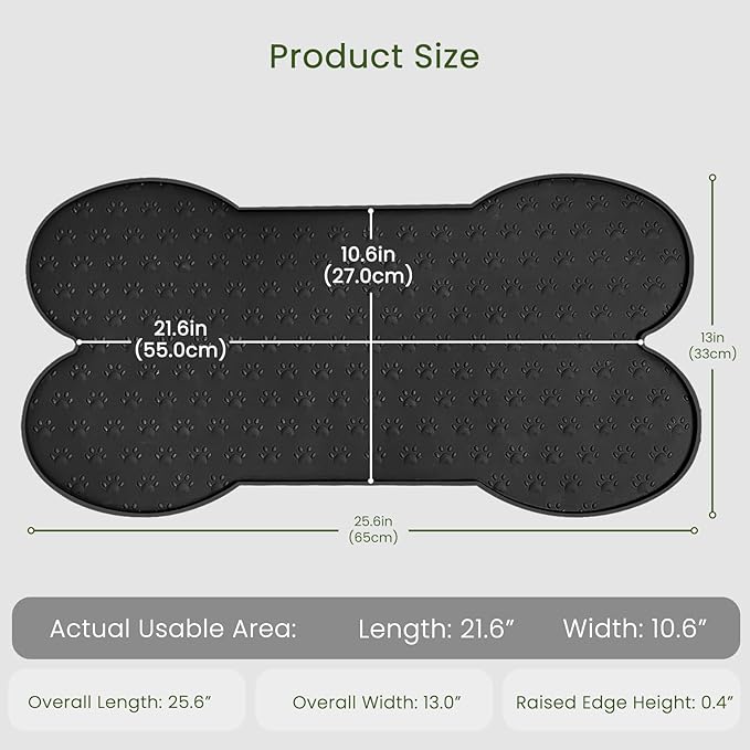 Dog Food Mat Anti-Slip Silicone Dog Bowl Mat Thicker Pet Placemat Waterproof Cat Feeder Pad with Raised Edge Puppy Kitten Feeding Mats Suitable Small Medium-Sized Dogs Cats Eating Tray