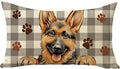 German Shepherd Dog Lumbar Decorative Throw Pillow Cover 12x20, Rectangular Paw Prints Outdoor Home Decor Pet Owner Lover Gift, Farmhouse Buffalo Plaid Sofa Couch Cushion Case Housewarming Gifts