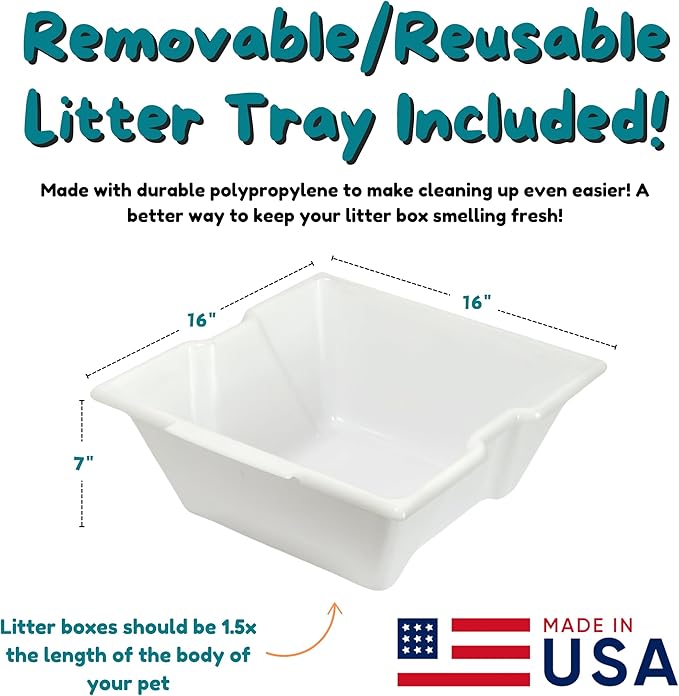 Good Pet Stuff Hidden Litter Box Planter, Decorative Cat Litter Enclosure with Carbon Filter, Artificial Plant, Easy Clean, Indoor Design, Courtyard Square Style, Essentials Kit, White Birch