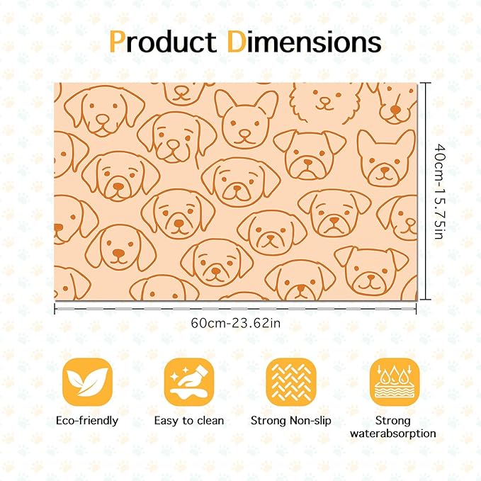 Pet Feeding Mat with Colorful Polka Dot Pattern Design 24" x 16" Dachshund Puppy Food Mat Pet Bowl Mats for Dogs and Cats Cute Non Slip Dogs Feeding Mats for Dog Decor for Home