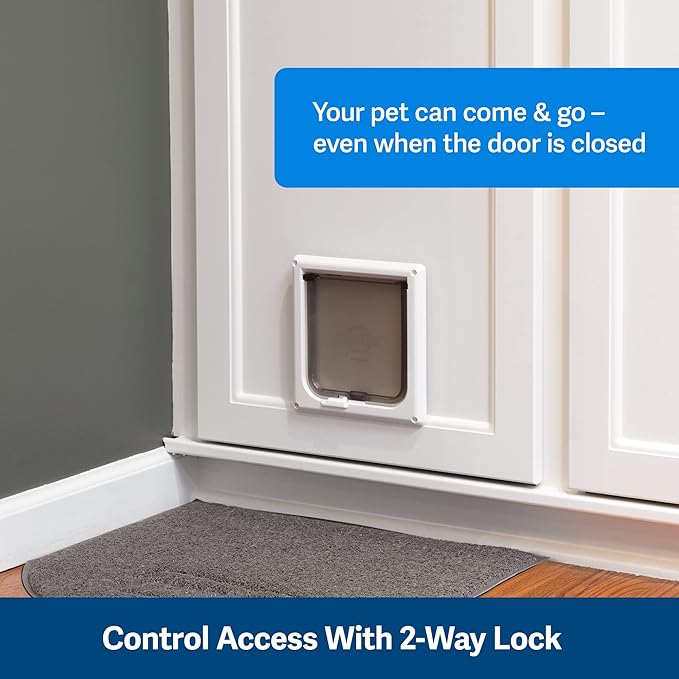 PetSafe Interior 2-Way Locking Cat Door - Allows Convenient Movement Between Rooms & Minimizes Scratching - Tinted Durable Plastic Privacy Door for Feeder & Litter Box,(Pack of 6)
