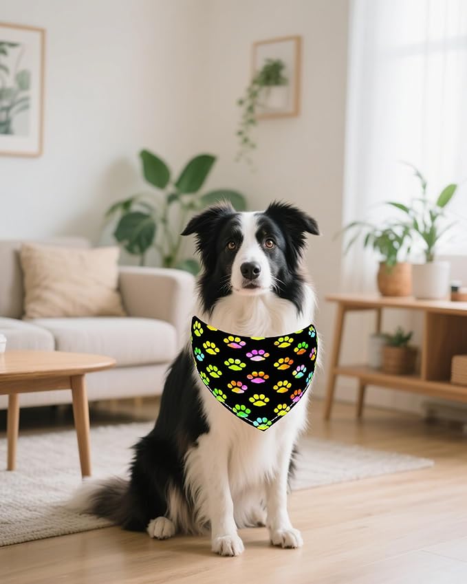 PET SHOW 50 Pack Paw Pattern Big Dog Bandanas Bulk XL Washable Triangle Bibs for Medium Large Dogs Girl Boy Kerchief Set Pet Scarves Grooming Accessories