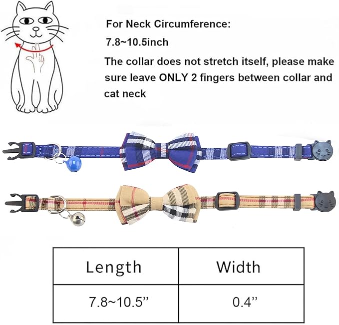 SuperBuddy Cat Collars Breakaway with Bell - 2 Pack Cat Safety Collars for Boys & Girls - Safety Buckle Kitten Collar for Pet Supplies,Stuff,Accessories