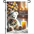 Christmas Garden Flag 12x18 Inch Merry Christmas Bear Flag Double Sided Holiday Banner Outdoor Winter Yard Decoration for Porch Lawn Home