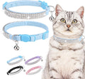 EXPAWLORER Soft Velvet Safe Cat Collars for Girl Cats - Rhinestones Bling Diamante Adjustable Collars Breakaway- Chirstmas Cat Clollar Gifts with Bells for Boy Cats Kitty and Small Dogs