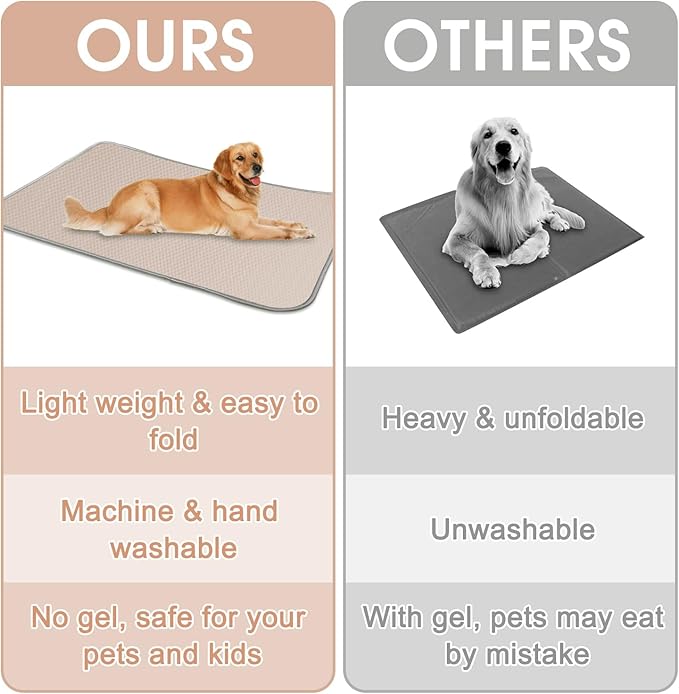 Summer Dog Cooling Mat Washable Ice Silk Self Cool Pad for Small Medium Large Dogs and Cats, Pet Sleeping Pad for Crate, Bed, Indoor & Outdoor Floor, Car Seats