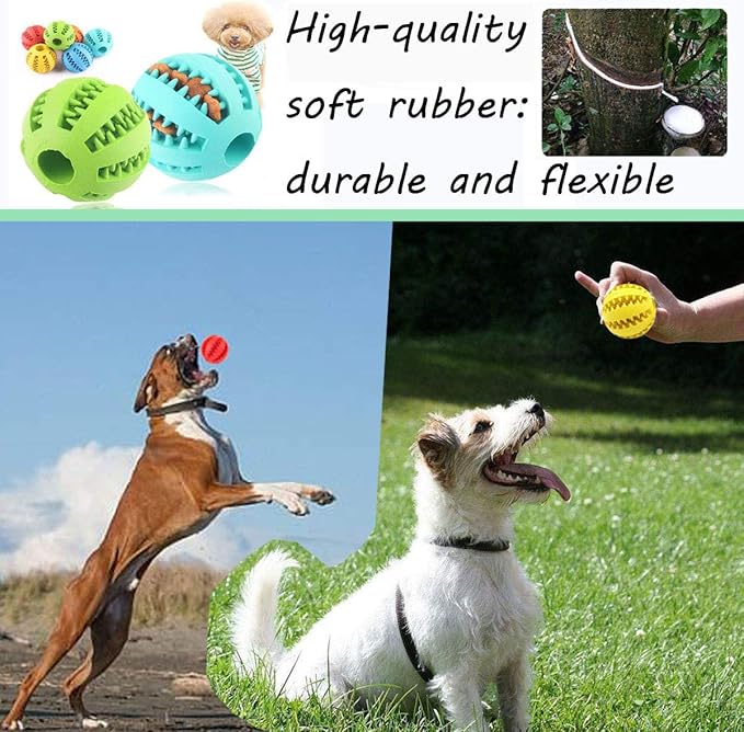 Sunglow 2 Pack Dog Toy Ball - Nontoxic Bite Resistant Teething Toys for Small/Medium/Large Dog and Puppy Cat, Dog Pet Food Treat Feeder Chew Tooth Cleaning Exercise Game IQ Training