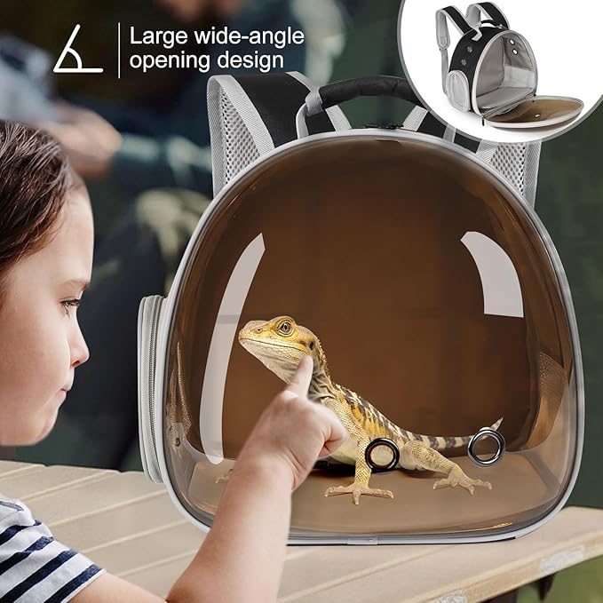 Guinea Pig Carrier, Guinea Pig Backpack with Clear Bubble Window (Black-Polarize, Backpack)