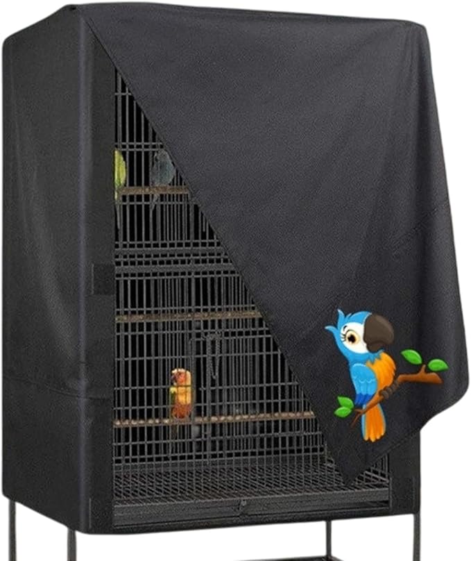Bird Cage Cover, Large Bird Cage Covers for Night, Waterproof Parrot Cage Protector Covers, Good Night birdcages Covers for Parrot House, Black, 4 Sizes