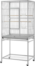 Topeakmart 53.5inch Height Large Bird Cage Extral Space Parrot Cage with Wooden Perch & Stand for Conures Parakeets Budgies, Light Gray