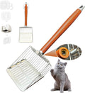 Designed for Deep Litter Boxes, Long Handle Metal Cat Litter Scoop with Holder, Keeps Hands Clean and Away from Odor, Stainless Steel