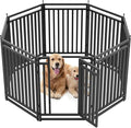 Dog Fence for Yard Outdoor Indoor Dog Playpen 40" Height 8 Panels Metal Dog Pen Puppy Playpen Portable Dog Kennel Crate for RV Camping(Black-Silver)