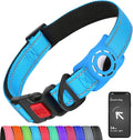 Airtag Dog Collar with AirTag Holder for Small Dogs, Reflective, Soft Padded & Safety Locking Buckle, Nylon Pet Collars Adjustable for All Breeds, SkyBlue,S