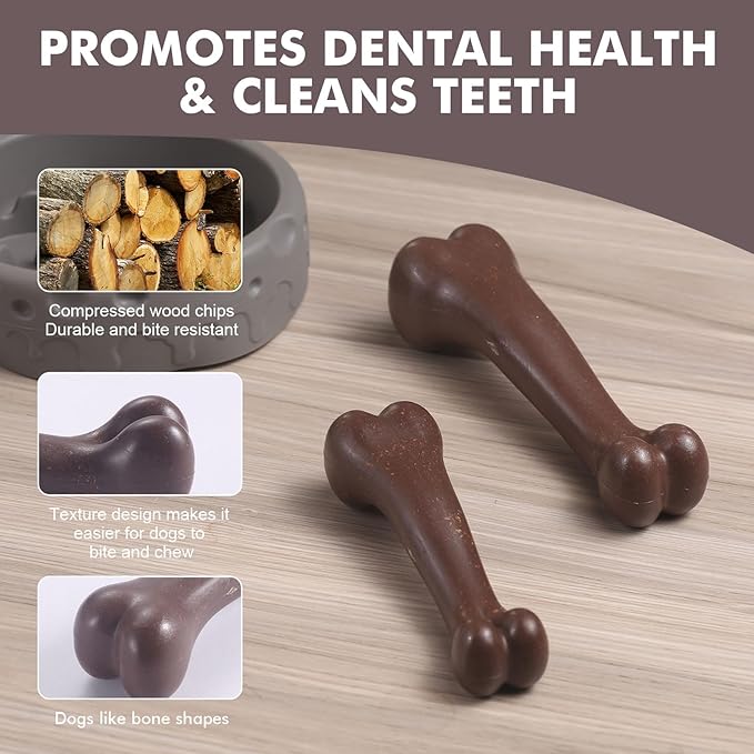 2 Pack Durable Dog Chew Toys for Aggressive Chewers-Puppy Teething Toys, Long-Lasting Dog Bones for Medium & Large Breeds-Indestructible Chew Toys for Dogs to Keep Them Busy & Support Dental Health