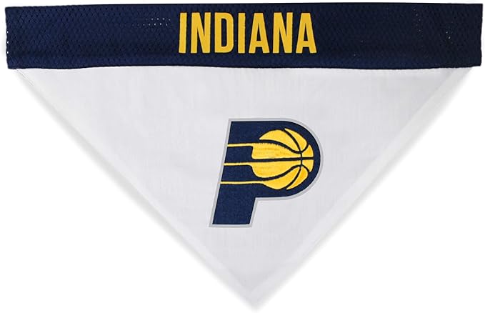 NBA Dog Bandana - Indiana Pacers Reversible Pet Bandana. 2 Sided Home & Away Sports Bandana with a PREMIUM Embroidery TEAM Logo, Small/Medium