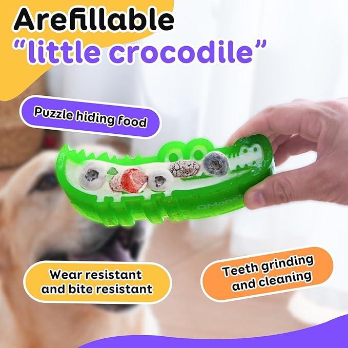 A refillable chew Toy for Small, Medium, and Large Dogs. A Three-in-one Indestructible chew Toy for Frozen Yogurt, Teething, and nibbling. Updated with a grooved Design.(Small)