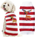 Christmas Dog Sweaters Xmas Pet Outfits Striped Elk Costume Holiday Clothes Gifts Puppy Cat Knitted Jumpers (XL,Red White Stripe Elk)
