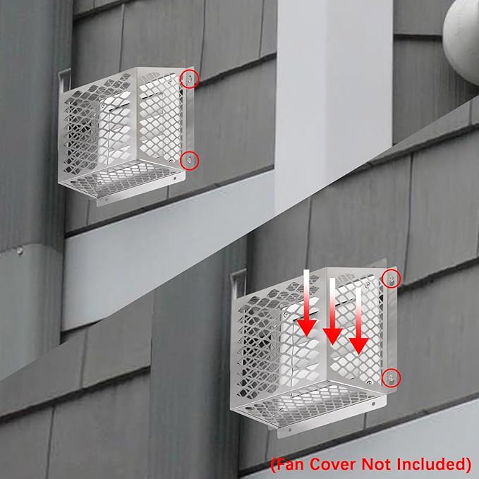 Dryer Vent Bird Guard,Dryer Vent Cover Guard for Most 5" to 6" Bathroom Exhaust Fan Ventilation Cover,8.5"Lx8.5"Wx6"H Stainless Steel Ventilation Bird Cage for Exhaust Fan Cover,2PCS