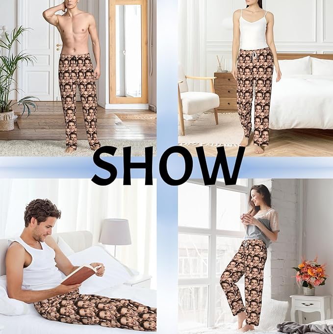 Custom Pajama Pants with Face customized PJ Pants Christmas Valentine gifts for Men Women