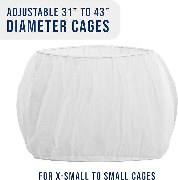 Universal Bird Cage Seed Catcher Universal Mesh Skirt Cover Stretchy Small Animal Cages Cover Pet Removable Durable Protector (White, Extra Small)